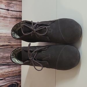 Toms Women's Gray Suede Wedge Ankle Boots Size 8.5
